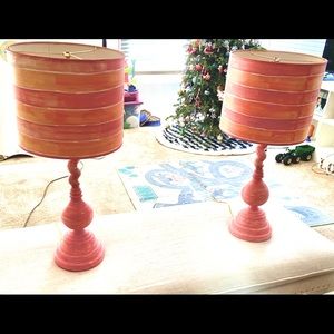 Two side table hand painted lamps. 120 v bright